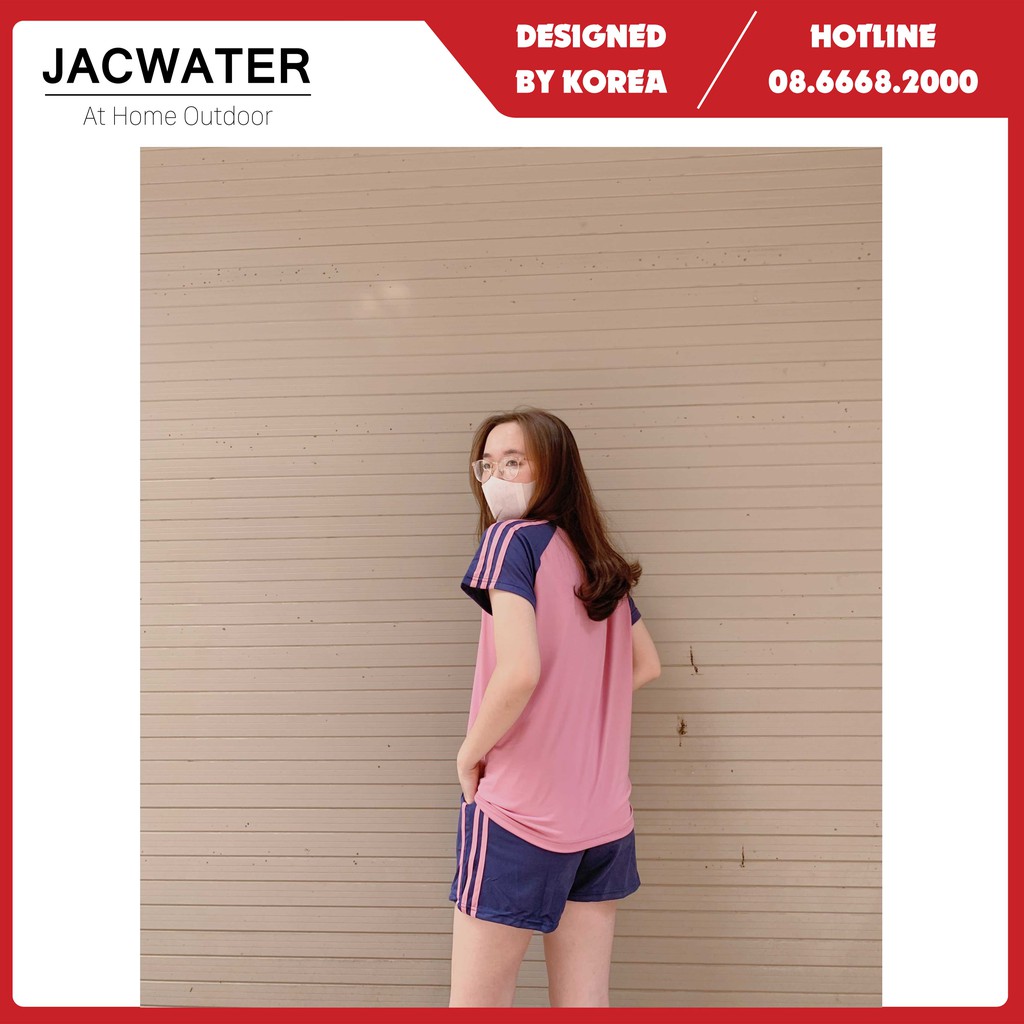 [Mã SKAMA06 giảm 8% tối đa 50K đơn 250K] Bộ đồ nữ ngắn cotton áo thun quần cộc phong cách Hàn Quốc JACWATER V194