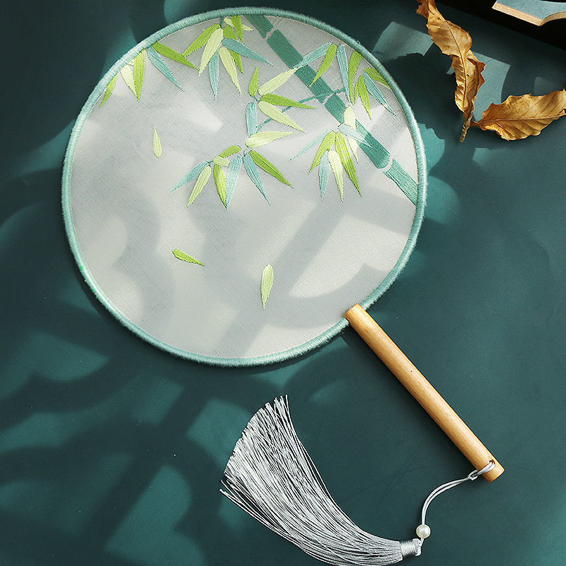 Thêu Handmade/Antique hand embroidered hand fan, Chinese fan