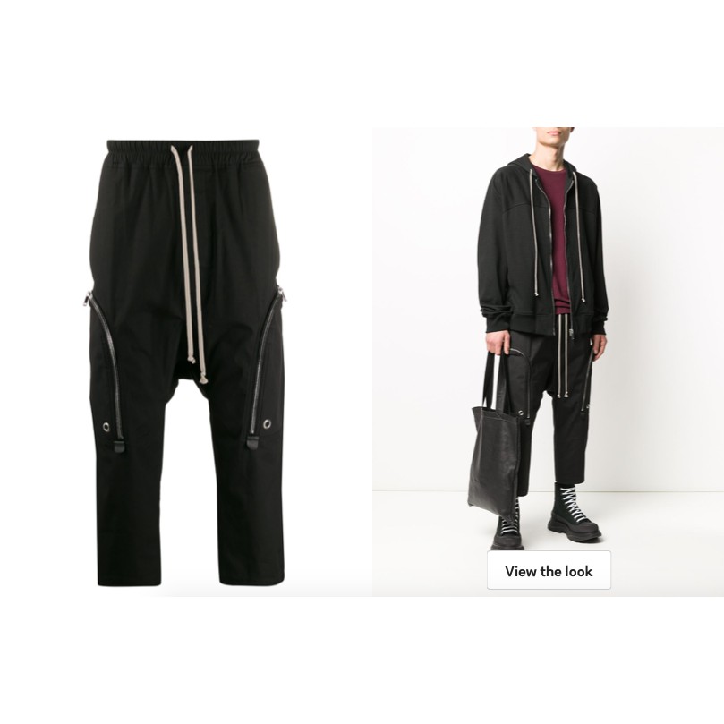 Quần lửng Rick Owens drop crotch trousers ss20