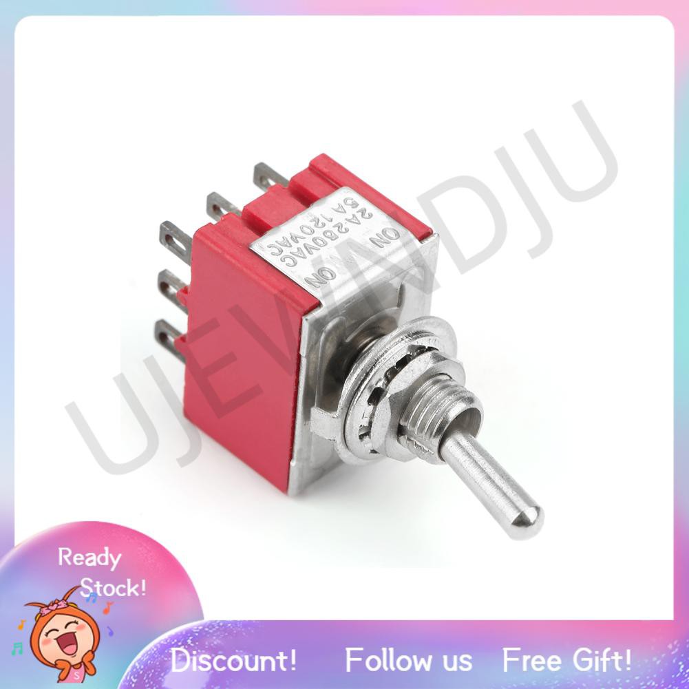 Ujewndju 5×Mini Toggle Switch 3PDT 2 Position ON-ON 9-PIN 250V 2A 120V 5A Red MTS-302 lsy