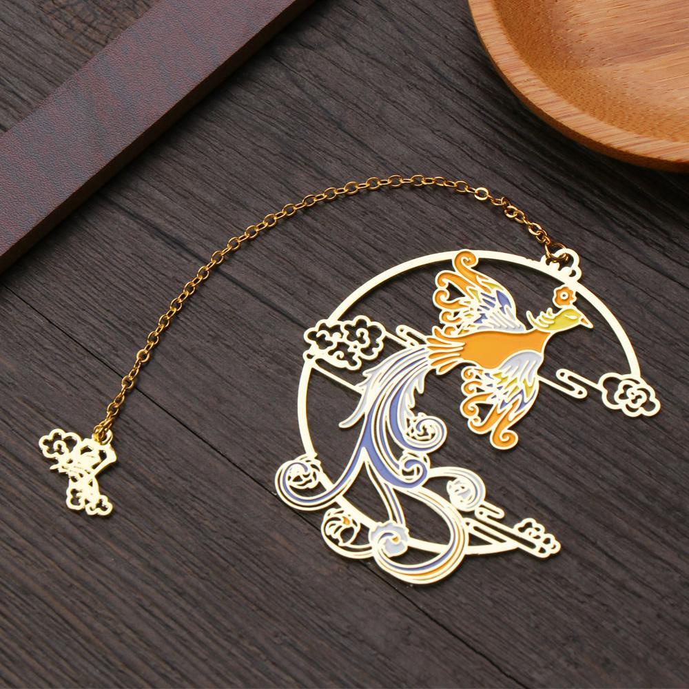 DORAW Thẻ Đánh Dấu Trang Sách Bằng Đồng Thau Đính Tua Rua Hình Chim Công Kiểu Retro