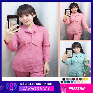 Đồ lam đi chùa giá rẻ- Bộ Phật Tử La Hán Có Nơ - YuZin Store