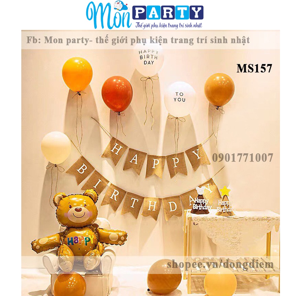 Set trang trí sinh nhật bé gái pony kì lân Mon Party bóng sinh nhật màu hồng pastel unicorn đẹp cho bé gái