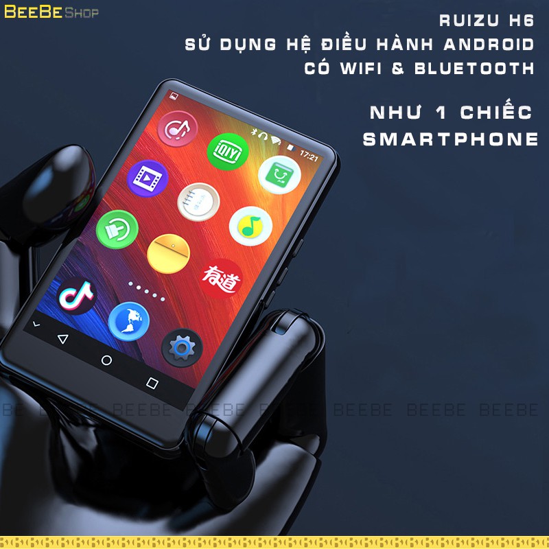 Ruizu H6 - Máy Nghe Nhạc Có Wifi và Bluetooth, Xem Phim HD, Màn Hình Cảm Ứng, Hệ Điều Hành Android 5.1