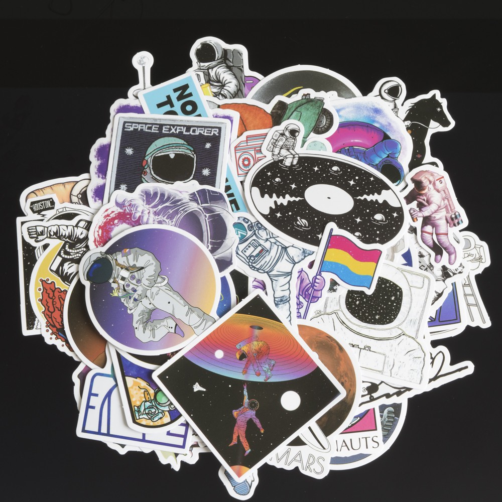 Bộ 50 miếng dán sticker, stickers cao cấp chủ đề Nasa mẫu mới 2020 trang trí Vali Laptop Mũ Bảo Hiểm Xe Máy Xe Đạp Đàn