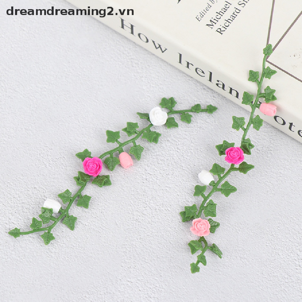 2 Dây leo hoa hồng thu nhỏ tỉ lệ 1: 2 trang trí nhà búp bê