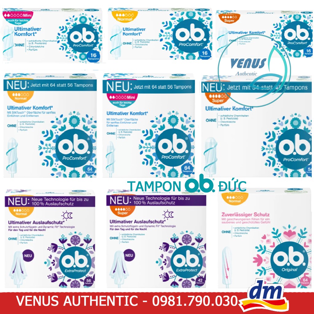 Băng vệ sinh dạng ống Tampon OB ProComfort, Extra Protect đủ size - Hàng nội địa Đức