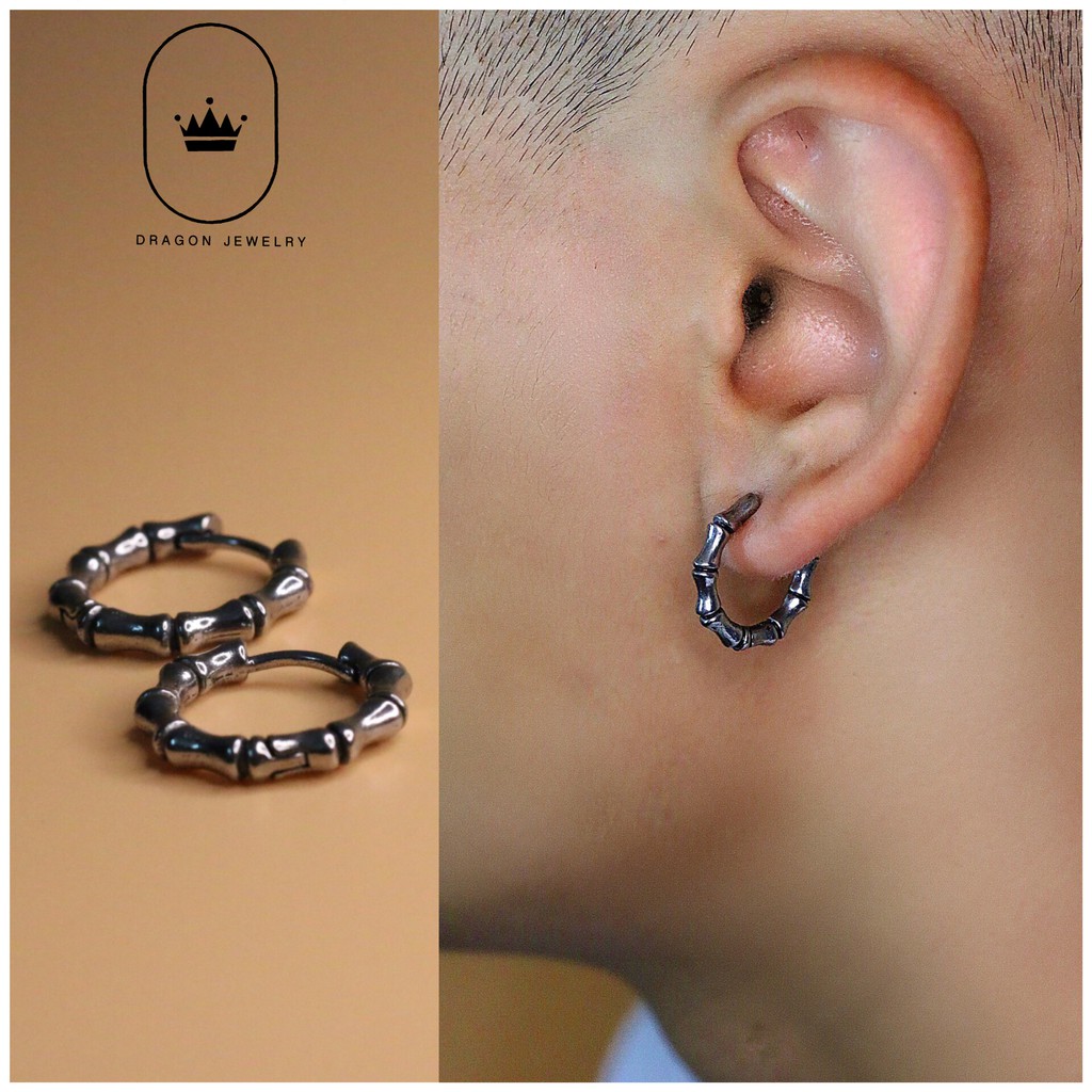 Khuyên tai nam nữ đẹp cao cấp trang sức nam siêu chất Dragon Jewelry Vietnam mã E40S1
