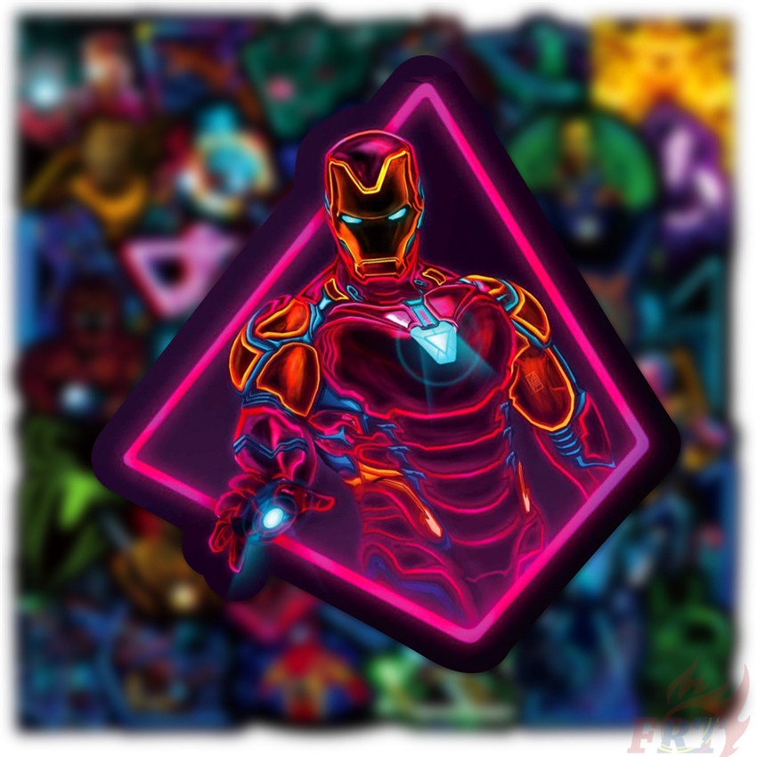❉ Bộ 03 Miếng Dán Trang Trí Hình Siêu Anh Hùng Marvel Màu Neon ❉ Bộ 50 Sticker Dán Ván Trượt Thời Trang