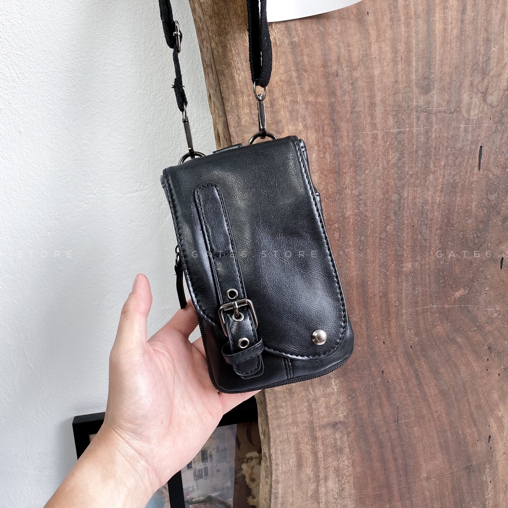 Túi đeo chéo Nam Nữ da PU nắp gập, túi minibag Vintage Unisex nhỏ gọn kiểu Hàn GATE6 - #734