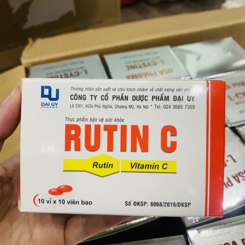 RUTIN C Đại Uy (Hộp 100 Viên) Giúp Bổ Sung Vitamin C và Hỗ Trợ Tăng Sức Đề Kháng, Tăng Cường Bền Thành Mạch