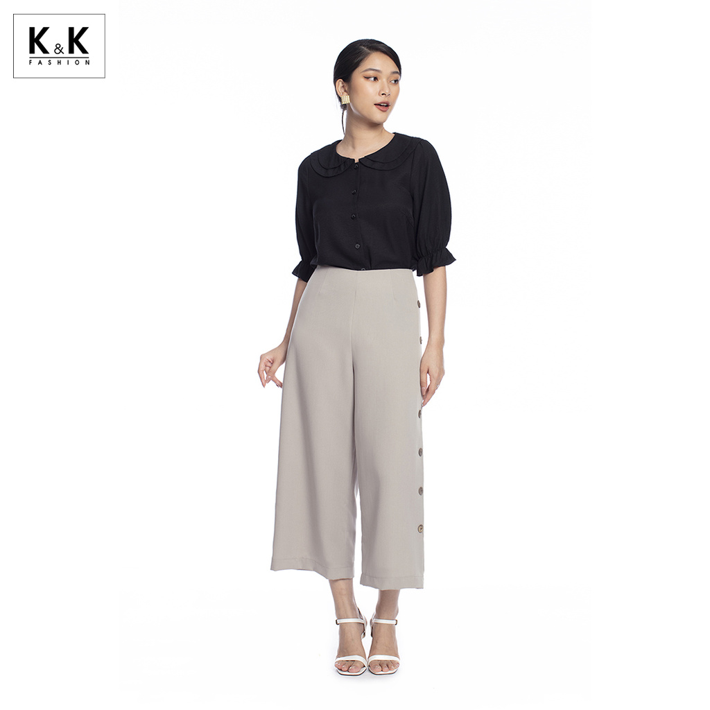 Quần Công Sở Nữ Ống Rộng K&K Fashion QCS02-06 Màu Nâu Vải Cotton | BigBuy360 - bigbuy360.vn