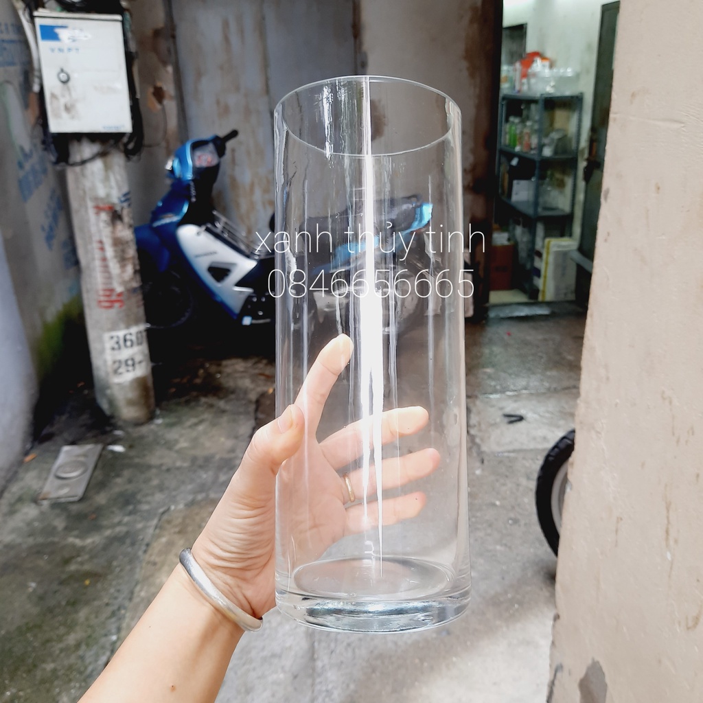 Bình thủy tinh trang trí trụ tròn cao 10x30cm