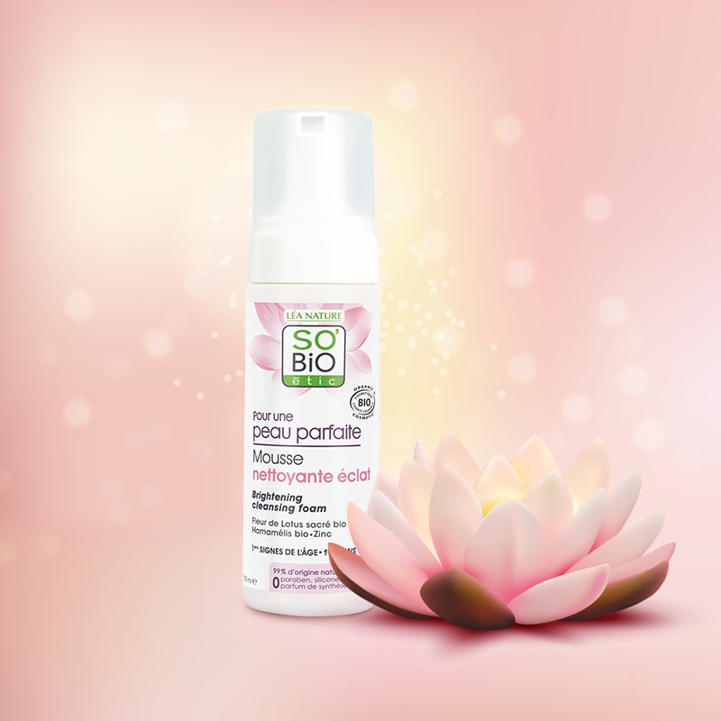 Bọt Rửa Mặt Trắng Hồng Da Chiết Xuất Hoa Sen So'bio Etic Mousse Nettoyante Éclat 150ML - Sữa rửa mặt | TheFaceHolic.com