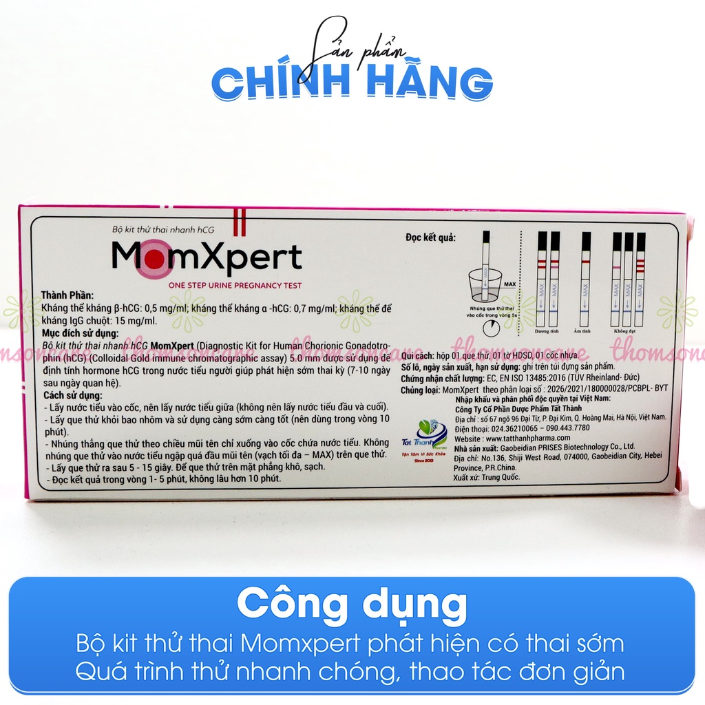 Que thử thai MomXpert phát hiện thai sớm - Che tên sản phẩm, test thai nhanh, chính xác - Bút thử thai