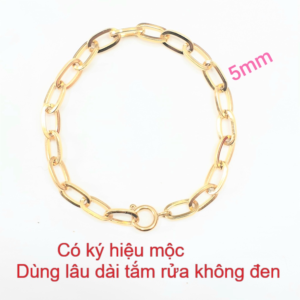 (Có ký hiệu-Dùng lâu dài Không kiêng mồ hôi) Lắc Tay Xích Đơn Giản Bản 5MM-Dùng tắm rửa thoải mái không đen