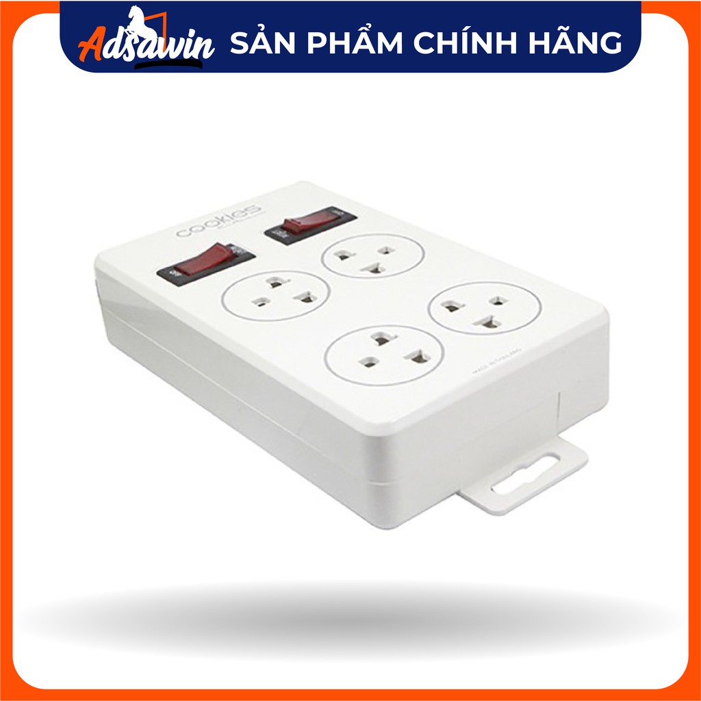 HÀNG CHÍNH HÃNG TOSHINO COOKIES Thái Lan 4 ổ kềm 2 công tắc,chất liệu nhựa ABS chống cháy công suất 2500W dây 2x1mm