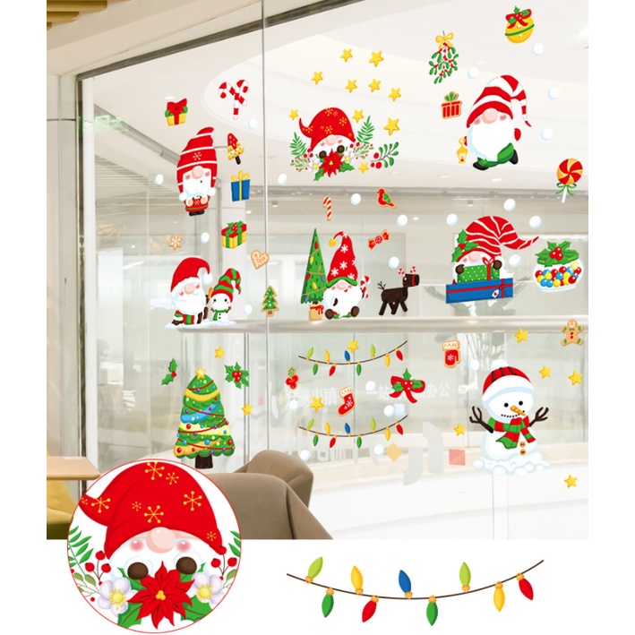 Decal dán tường Noel Hít Tĩnh Điện không Dơ Kính - Noel lùn đáng yêu