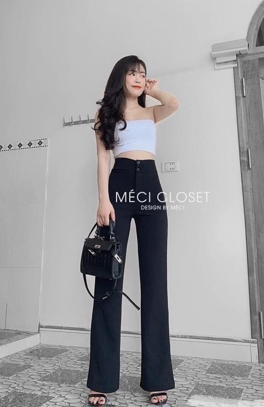Quần ống sớ loe 2 khuy tuyết mưa hàng đẹp
