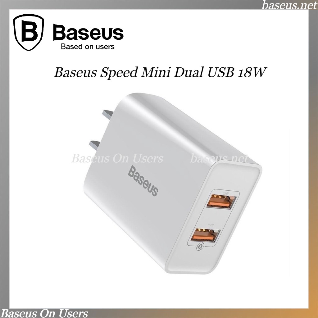 Củ sạc nhanh 2 cổng Baseus - Công nghệ QC3.0 hỗ trợ sạc nhanh - An toàn - Chống cháy nổ - Chính Hãng