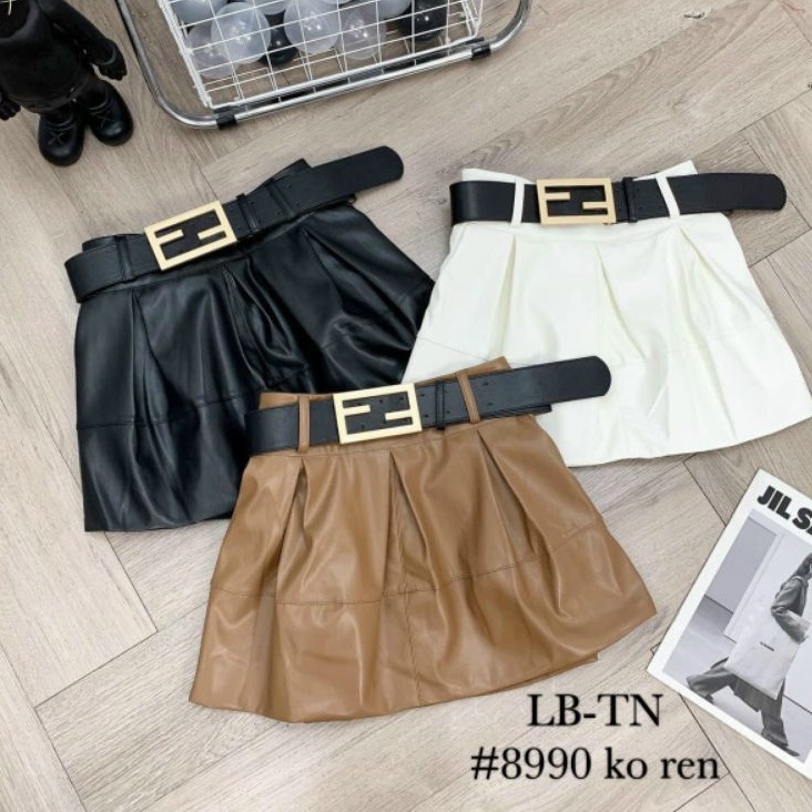 Chân váy da đai F hàng QCL1