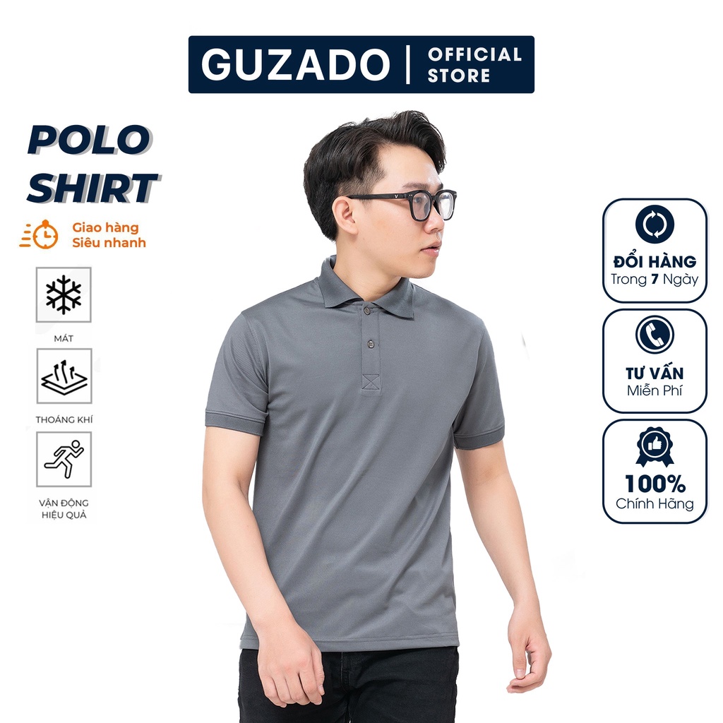 Áo thun Polo nam Guzado Vải Coolmax Cao Cấp ngắn tay trẻ trung năng động,4 màu cơ bản dễ phối đồ PL03.HN