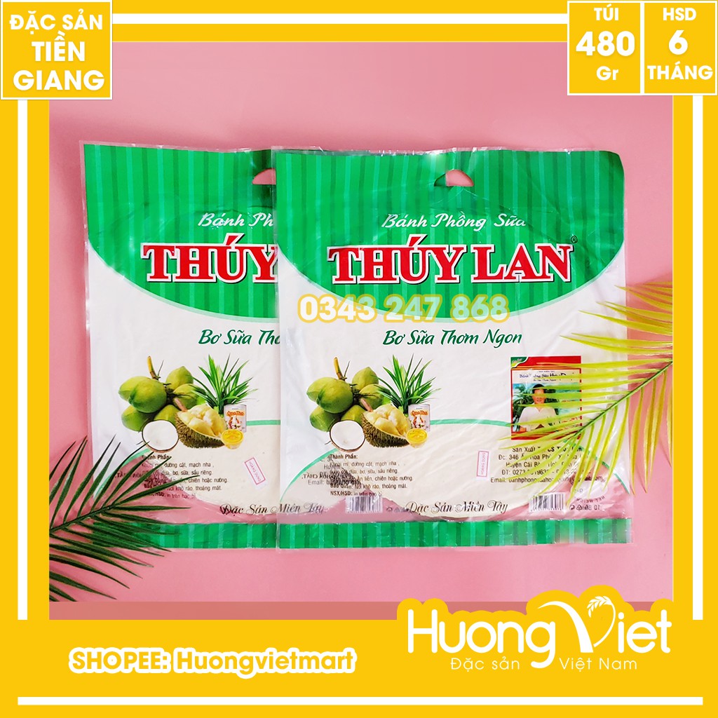 Bánh tráng bơ sữa Thúy Lan 400g túi 10 bánh, bánh phồng sữa miền tây ăn liền, đặc sản Tiền Giang