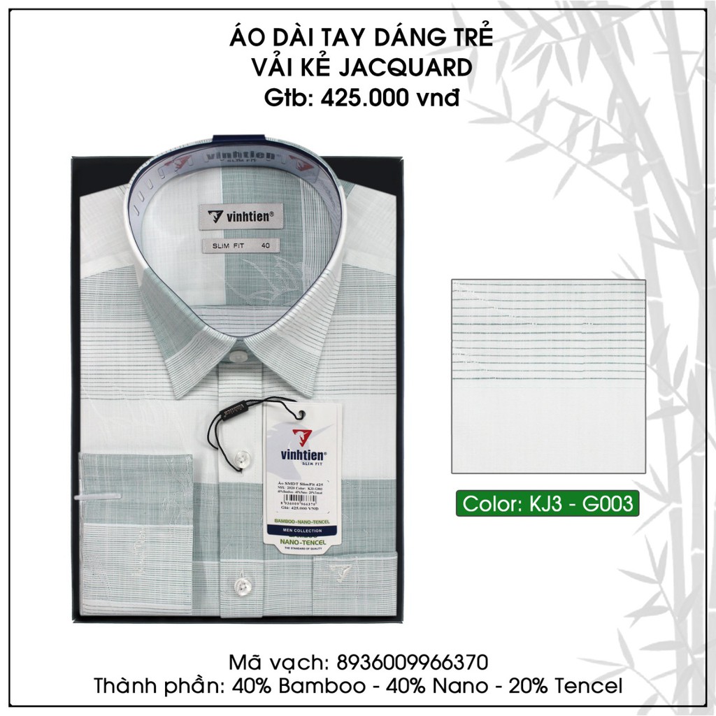 Áo Sơ Mi Tay Dài Bamboo Dáng SlimFit Vĩnh Tiến G003