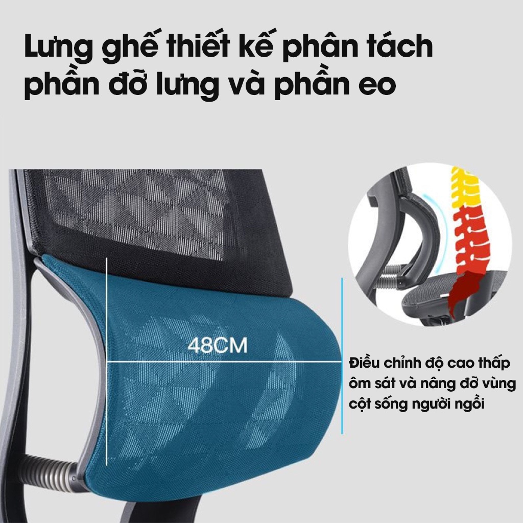 Ghế công thái học Ergonomic Solo S426A-Thiết kế tựa đầu điều chỉnh độ cao, tựa tay 3D nâng hạ, ngả lưng 90-135 độ đ