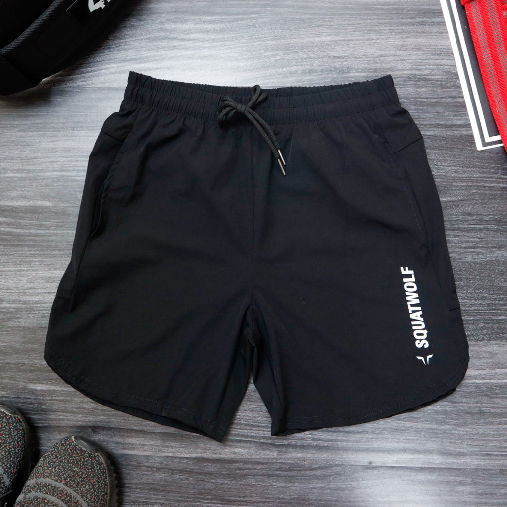 Quần short tập gym nam, quần đùi nam Squatwolf vải gió co dãn 4 chiều