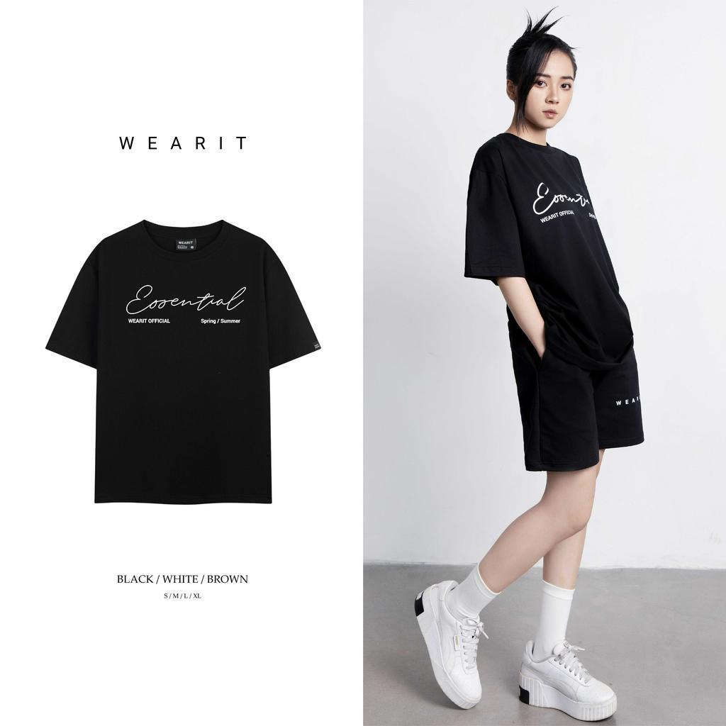 Áo thun tay lỡ WEARIT cotton 100%, form rộng basic in chữ new tee unisex