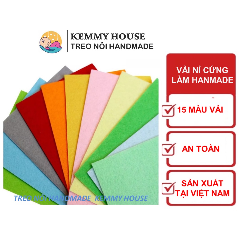 Vải nỉ CỨNG làm đồ handmade khổ 22x22 cm, 45x45 cm