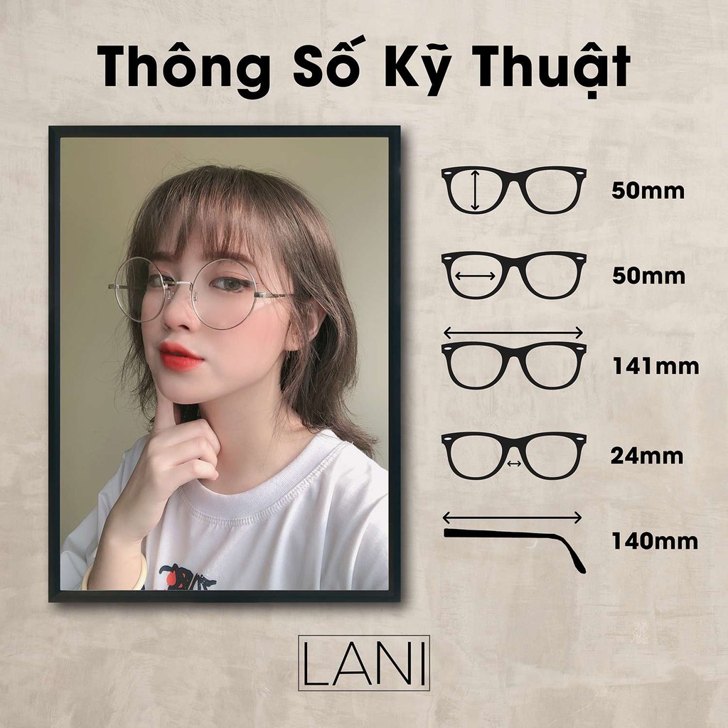 [Tặng tô vít] Gọng Cận Kính nam nữ Nobita Tròn xoe chất kiệu kim loại Lani 3800 - Lắp Mắt Cận Theo Yêu Cầu