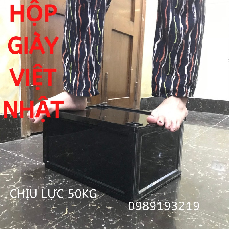 Hộp đựng giầy SALE nhựa cứng nắp cửa trong suốt thông minh Việt Nhật size lớn Sneaker Box