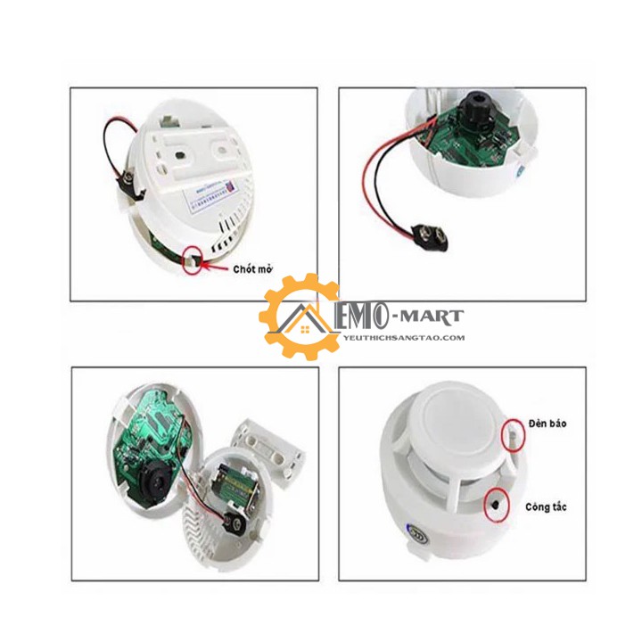 Máy báo khói báo cháy độc lập SA1201 🔥 BH 12 THÁNG 🔥 Tặng kèm Pin 9V - Có nút test kiểm tra