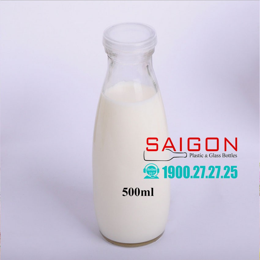 Chai Thủy Tinh Tròn 500ml Nắp Nhựa