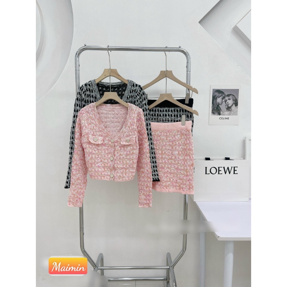 Set len khuy ngọc muối tiêu 2 màu sịn sò hàng QC