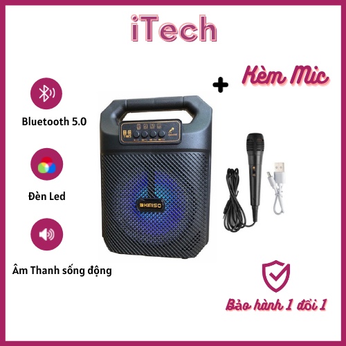 Loa Bluetooth Mini Karaoke KIMISO Có Kèm Mic Dây Bass Mạnh - Loa Kẹo Kéo Giá Rẻ Thích Hợp Đi Phượt Hoặc Văn Phòng