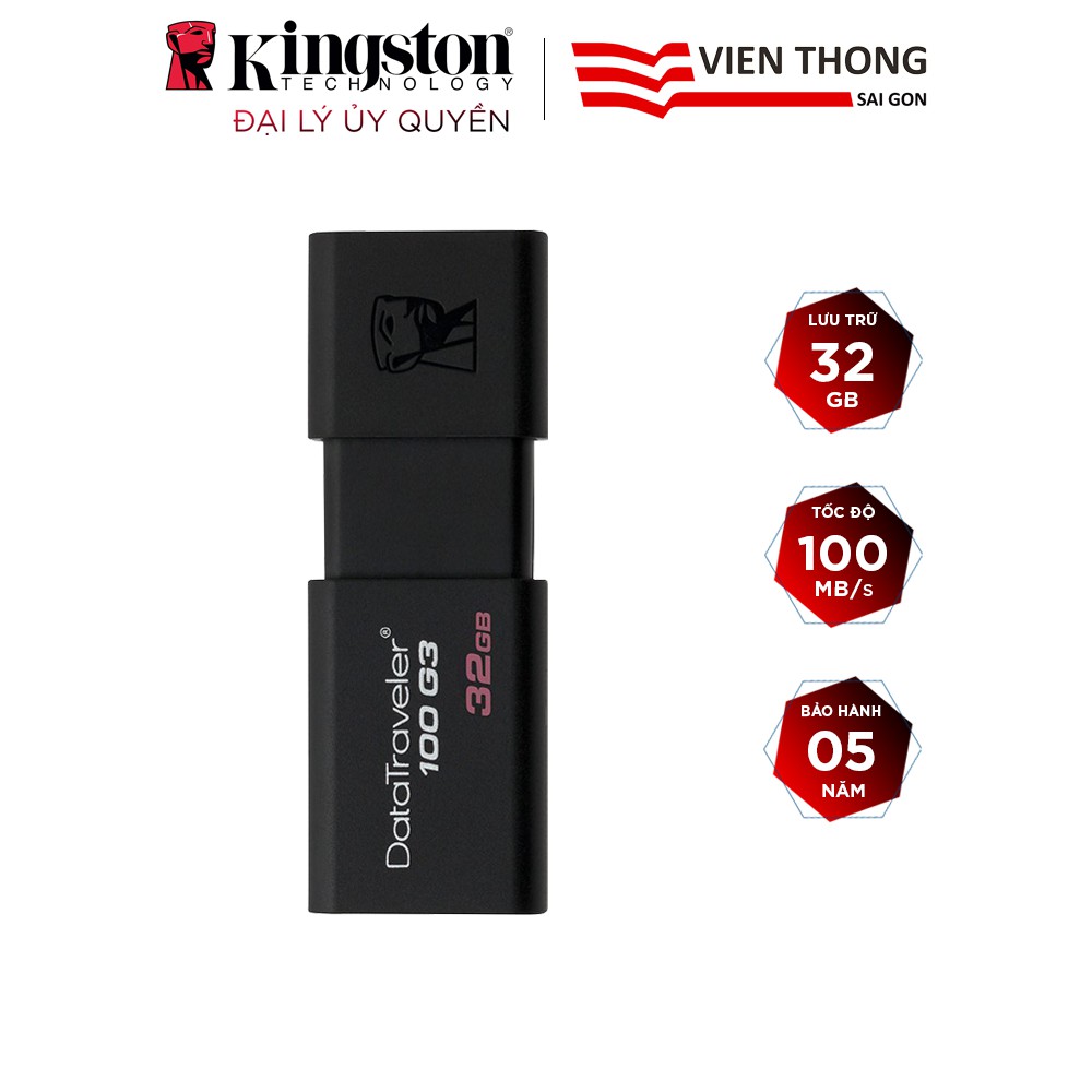 USB 3.0 Kingston DT100G3 32GB tốc độ upto 100MB/s - Hãng phân phối chính thức