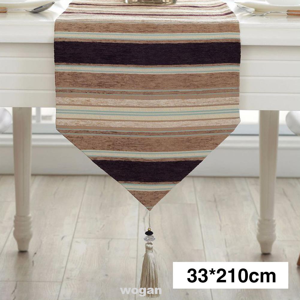 Desktop Dustproof Hotel Polyester Kitchen Wedding Party Banquet Easy Clean Dinning Room Colorful Stripes Table Runner