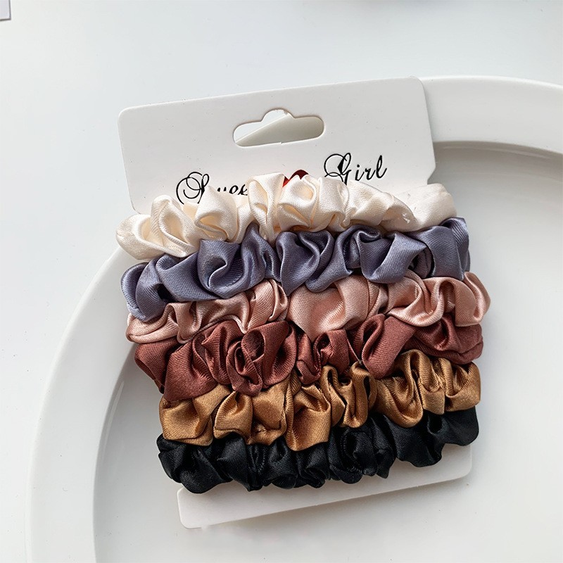 Bộ 6 dây buộc tóc bằng nhung co giãn kiểu dáng thời trang cho nữ