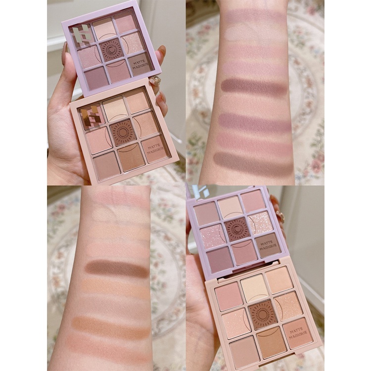 [Hàng mới về] Bảng phấn mắt 9 màu hiệu ứng lì ánh ngọc chống thấm nước và mồ hôi lâu trôi