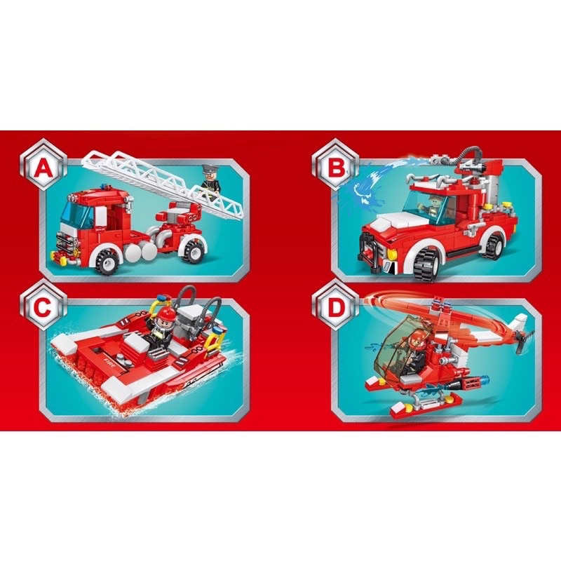 Đồ chơi lắp ráp mô hình cứu hỏa 4in với 697pcs cao cấp