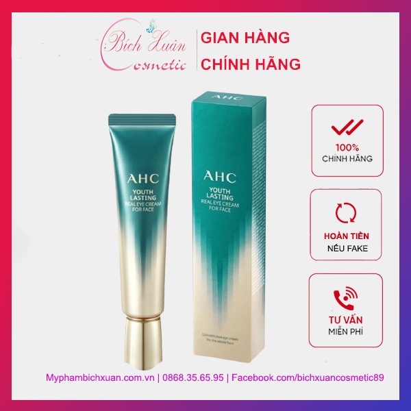 Kem Mắt AHC Ageless Real Eye Cream For Face 12ml &amp;30ml Hàn Quốc.