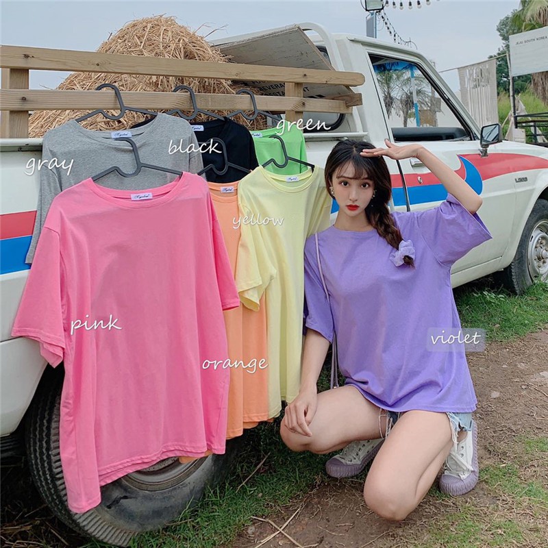 SUXI Áo Thun Nữ Ngắn Tay Cổ Tròn Thời Trang Hàn