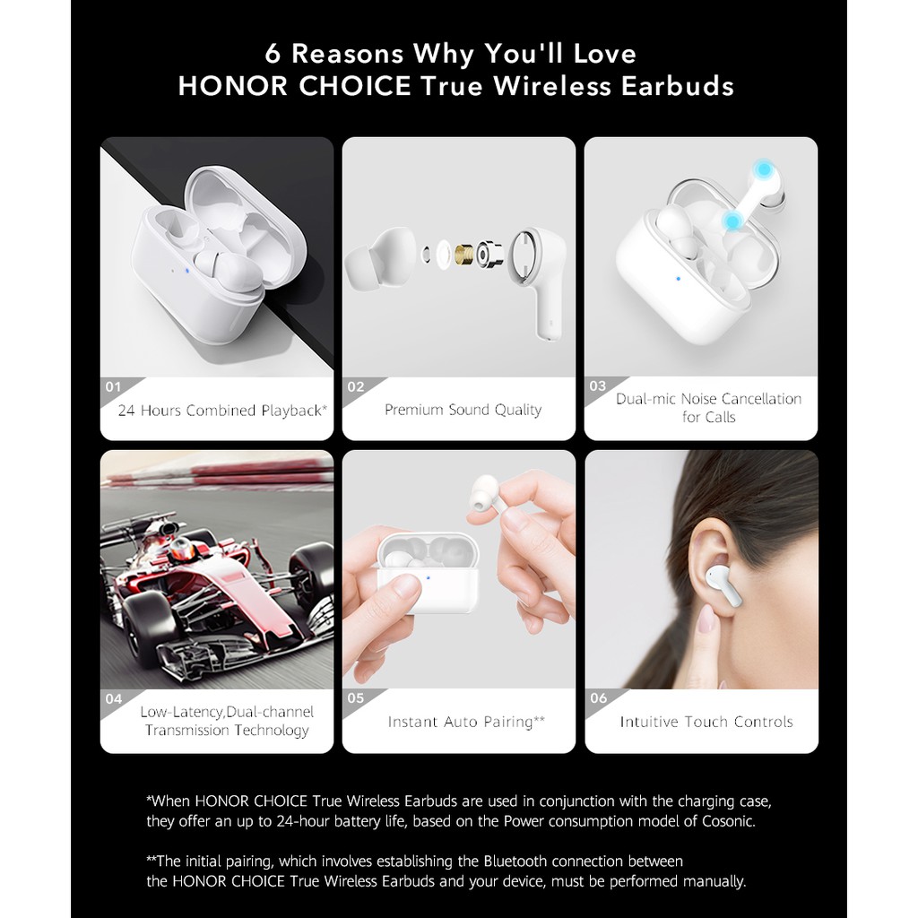 Huawei Honor Choice Tai Nghe Nhét Tai Không Dây Bluetooth 5.0 X1 Chống Thấm Nước Chống Ồn Chất Lượng Cao