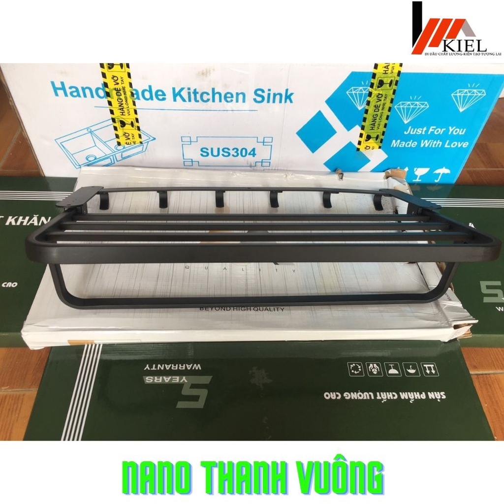 Giá treo khăn nhà tắm nano đen ( loại 1 ) chân đặc  cực chắc chắn  kệ treo đồ, treo khăn nhà tắm sơn tĩnh điện nano