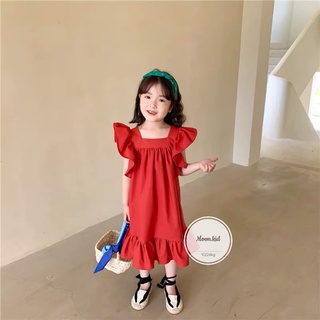 Váy đỏ cổ vuông đuôi cá bé gái