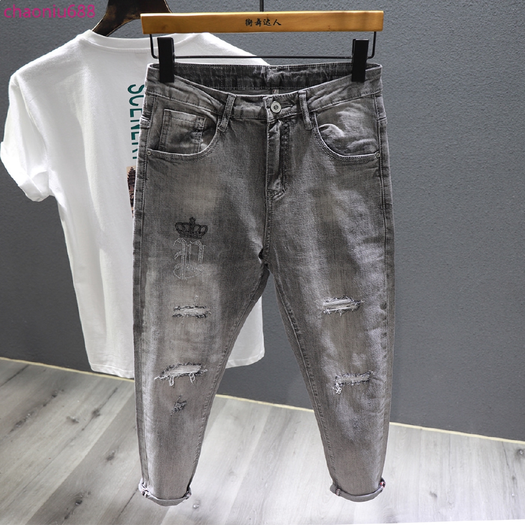 Quần Jeans Mỏng Màu Xám Khói Thời Trang Cho Nam