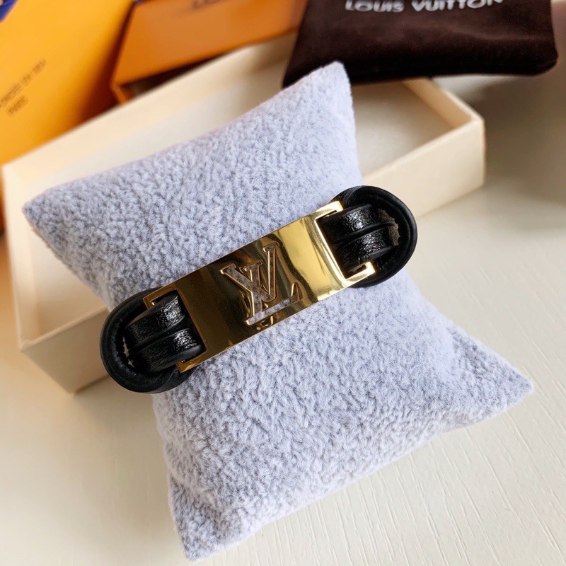 Vòng tay Unisex Louis Vuitton LV chất liệu da thật phối kim loại cao cấp hàng vip 1-1